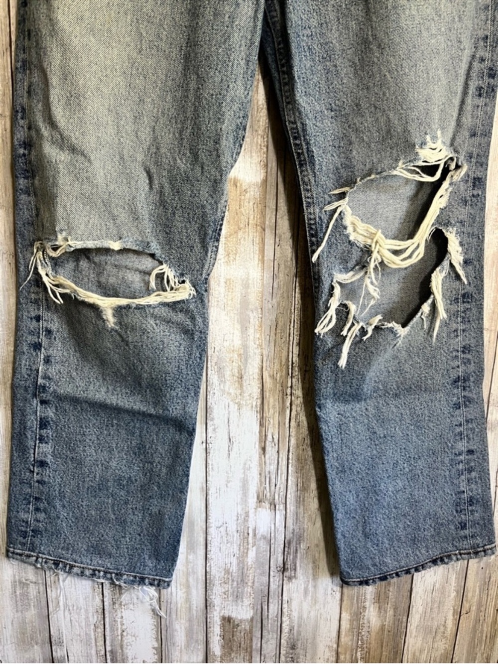 AGOLDE High Rise Lana Straight Leg Jeans Distressed Light Wash Cropped Size 26 - Picture 3 of 8